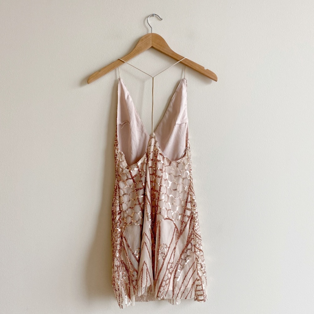NWT Showpo Rose Gold Sequin Mini Dress - Picture 7 of 8
